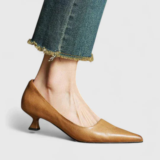 Vera | Women's Pointed Toe Slingback Kitten Heels in Burgundy