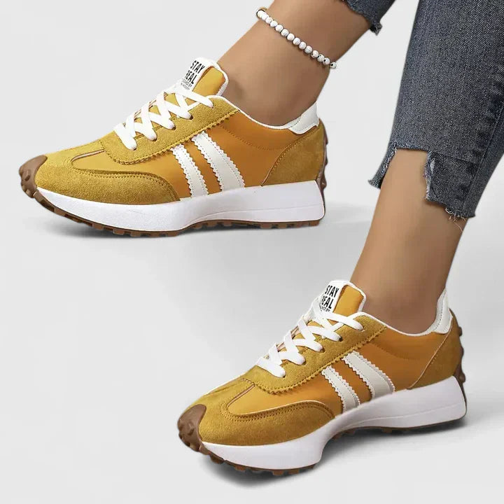 Women's casual anti-slip sneakers in neutral tones, flexible PU upper with non-slip rubber outsole