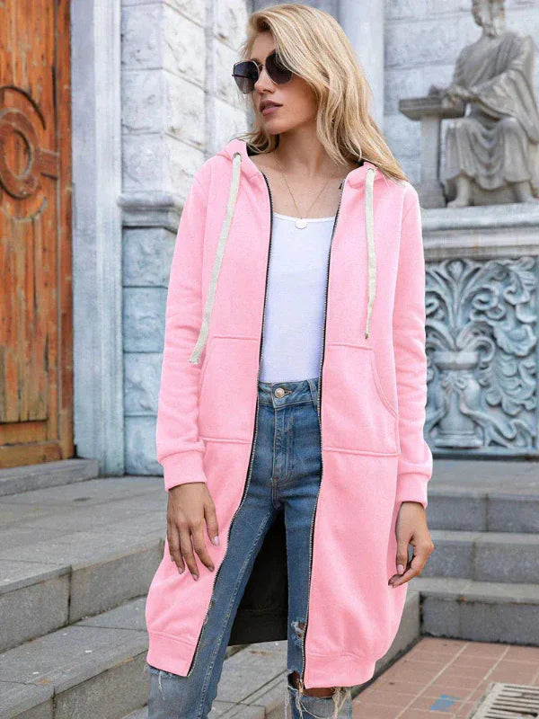 Women's oversized hoodie sweatshirt with front zipper, soft cotton blend, relaxed fit for everyday wear