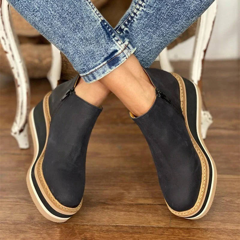 Women's waterproof PU ankle boots with cushioned support, versatile silhouette for all-day comfort