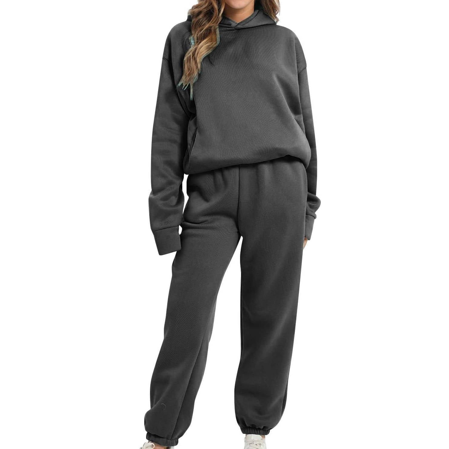 Women's oversized jogger set soft warm hoodie loungewear chic silhouette shape-retention two-piece