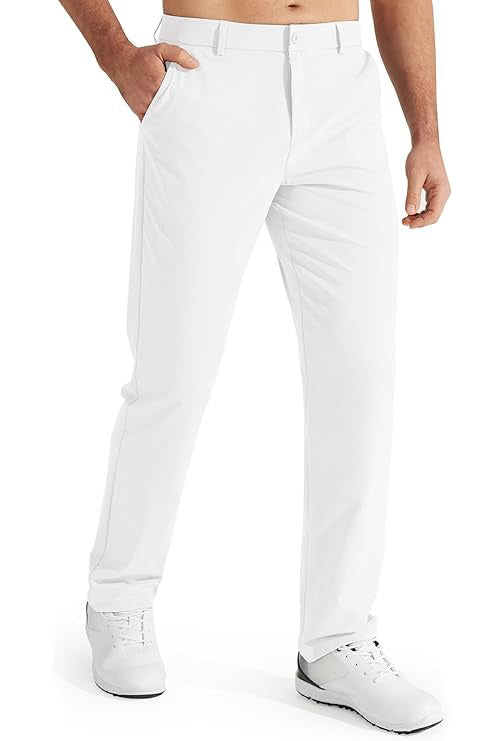 Men's stretch golf pants quick-dry performance dress trousers with flexible waistband for course-to-boardroom style