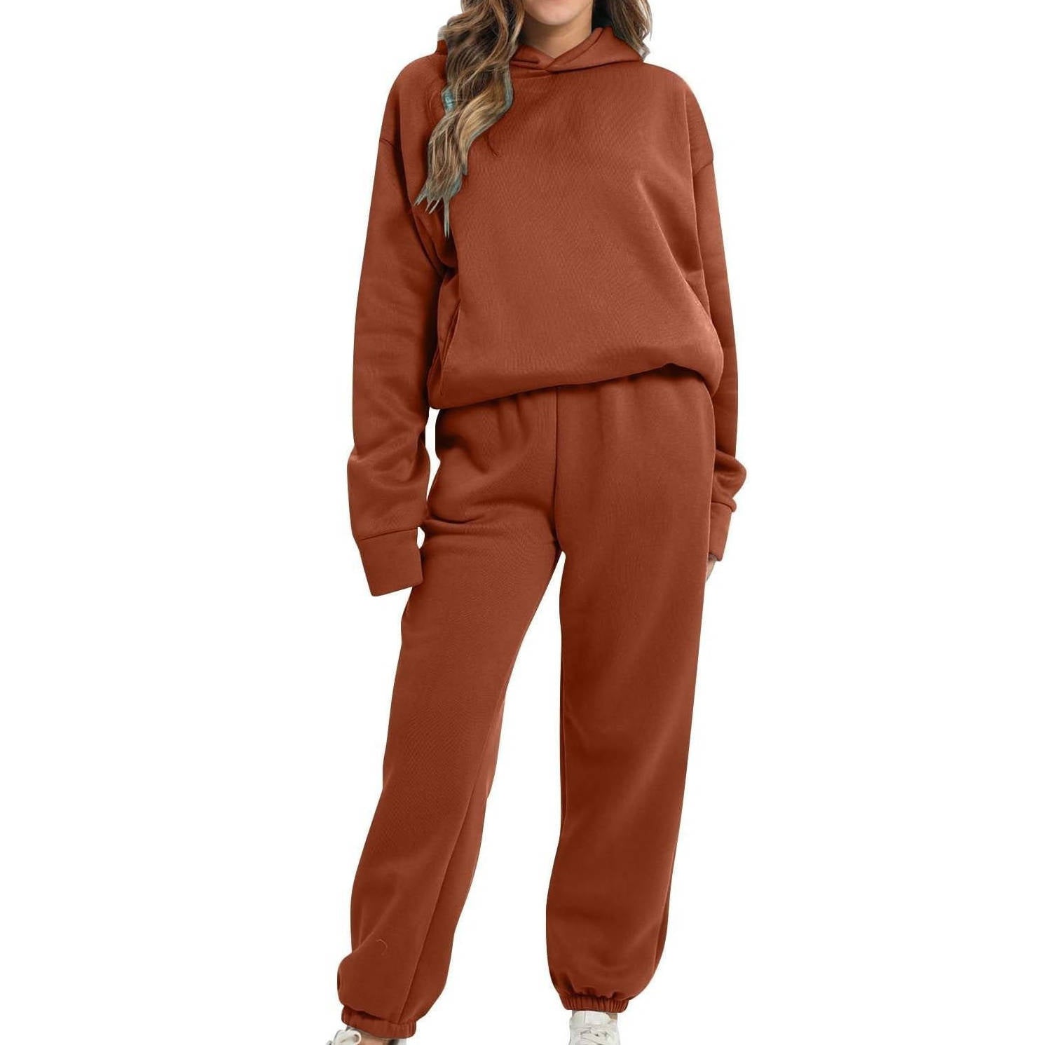 Women's oversized jogger set soft warm hoodie lounge matching two-piece chic silhouette