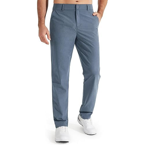 Men's stretch golf pants quick-dry slim fit dress trousers with moisture-wicking performance fabric