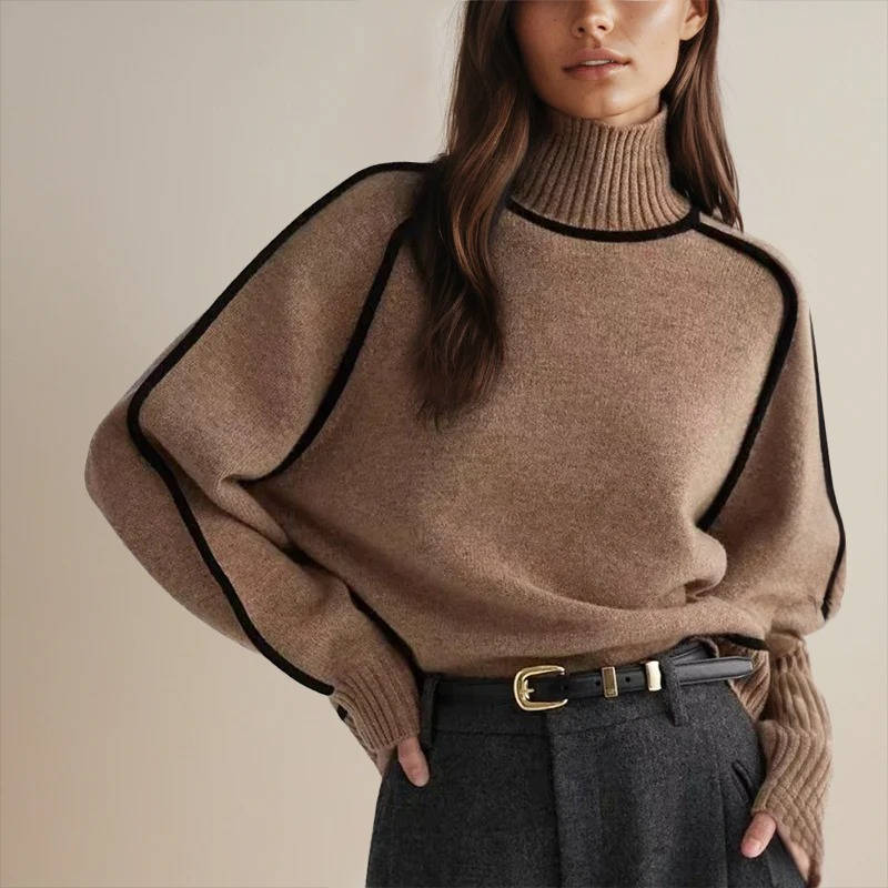 Women's designer-inspired turtleneck sweater, polished knit silhouette with half high collar for all-day comfort