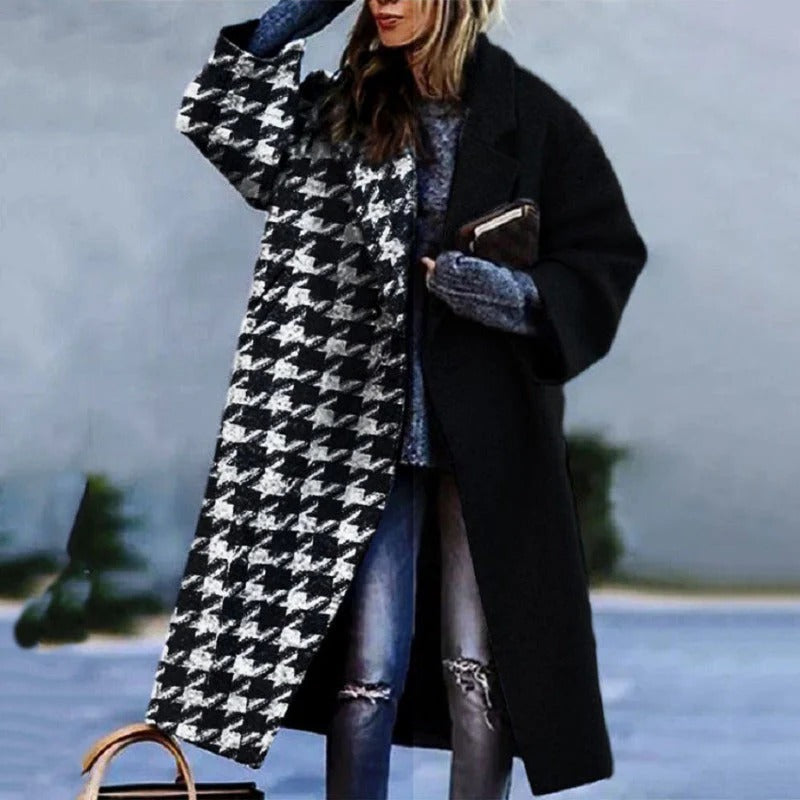 Women's long wool-blend winter coat elegant slim silhouette windproof office-to-evening everyday warmth