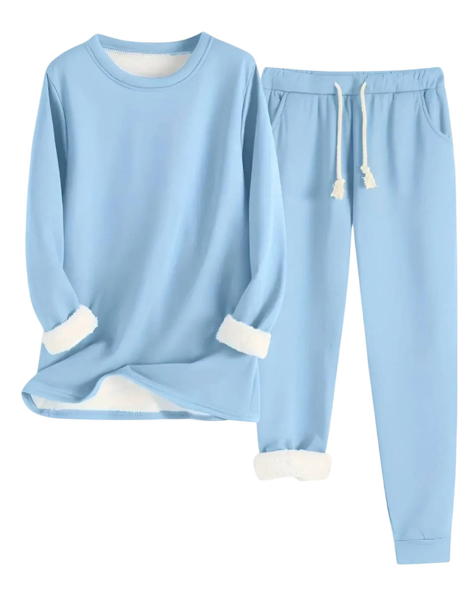 Women's fleece-lined sweatsuit set cozy two-piece relaxed fit with soft brushed fuzzy lining
