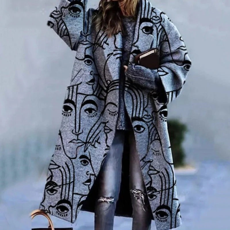 Women's long wool-blend winter coat elegant single-breasted silhouette windproof office-to-evening style