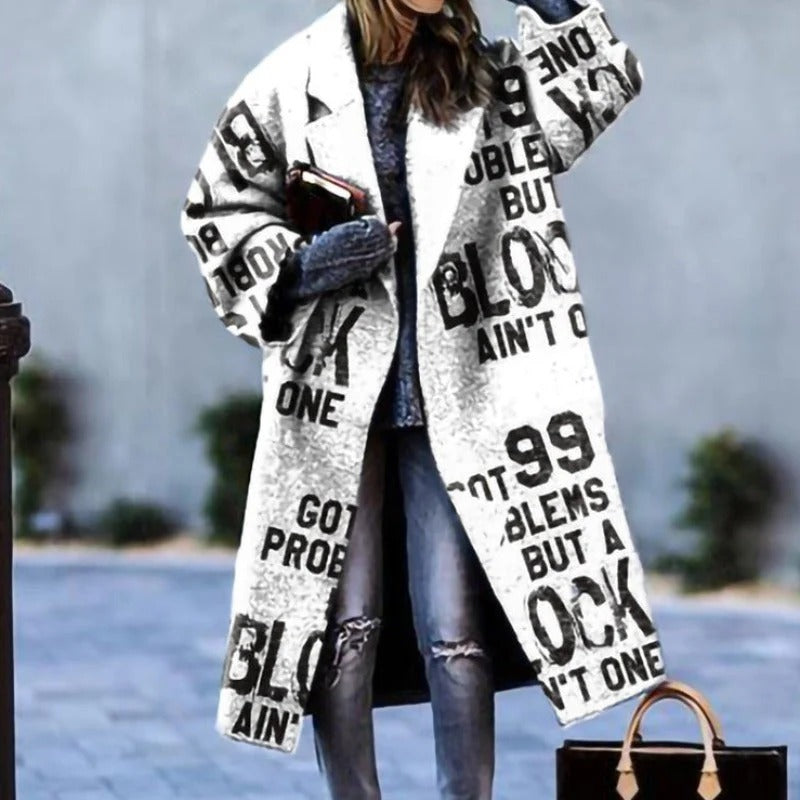 Women's long wool-blend winter coat elegant slim silhouette windproof office-to-evening single-breasted