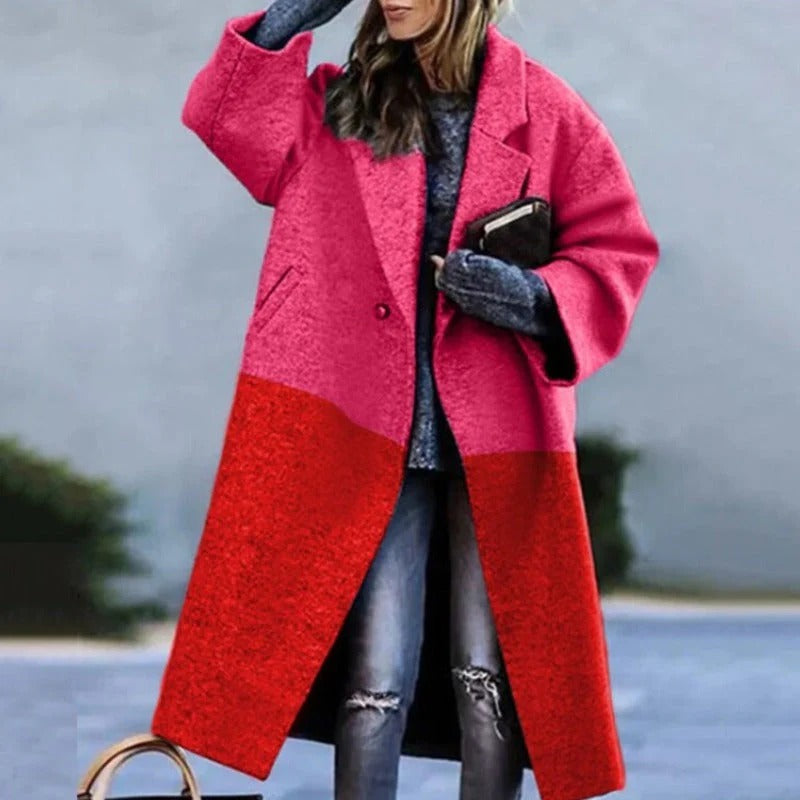 Women's long elegant wool-blend winter coat, windproof polished silhouette for office-to-evening wear