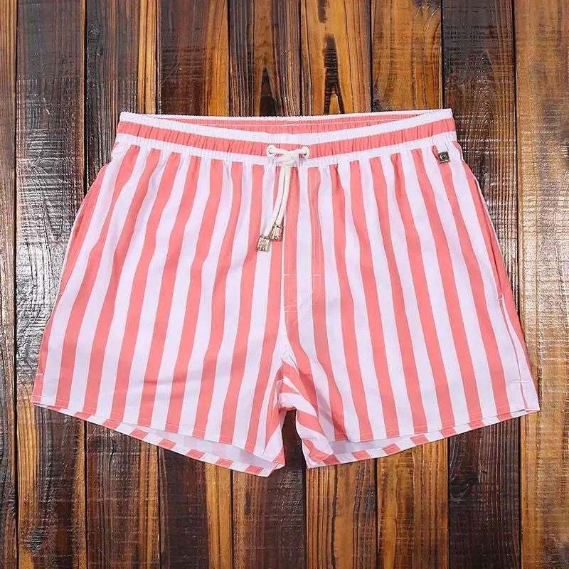 Men's striped swim shorts Urbann-Vibe quick-dry drawstring comfort fit lightweight beachwear trunks