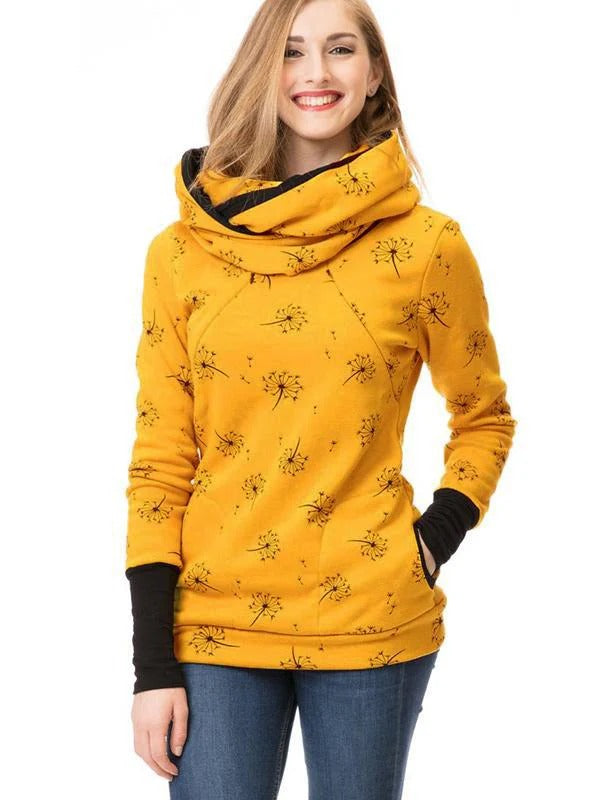 Floral print cotton blend nursing sweatshirt relaxed fit with discreet breastfeeding access panels