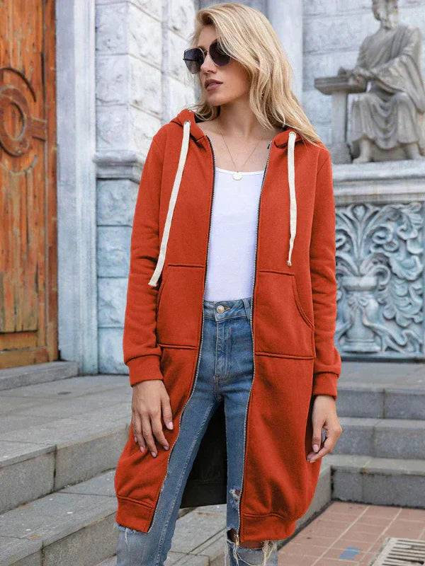 Women's oversized hoodie sweatshirt with front zipper, soft cotton-blend fabric for everyday comfort