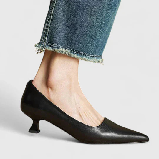 Vera | Women's Pointed Toe Slingback Kitten Heels in Burgundy
