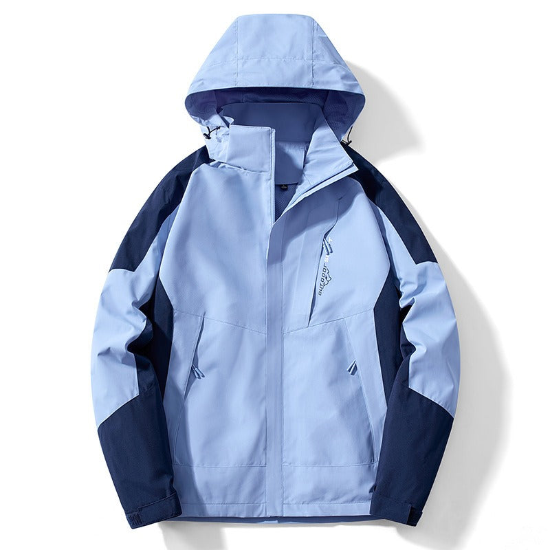 Men's water-resistant outdoor jacket with adjustable hood, regular fit, versatile trail-to-town style