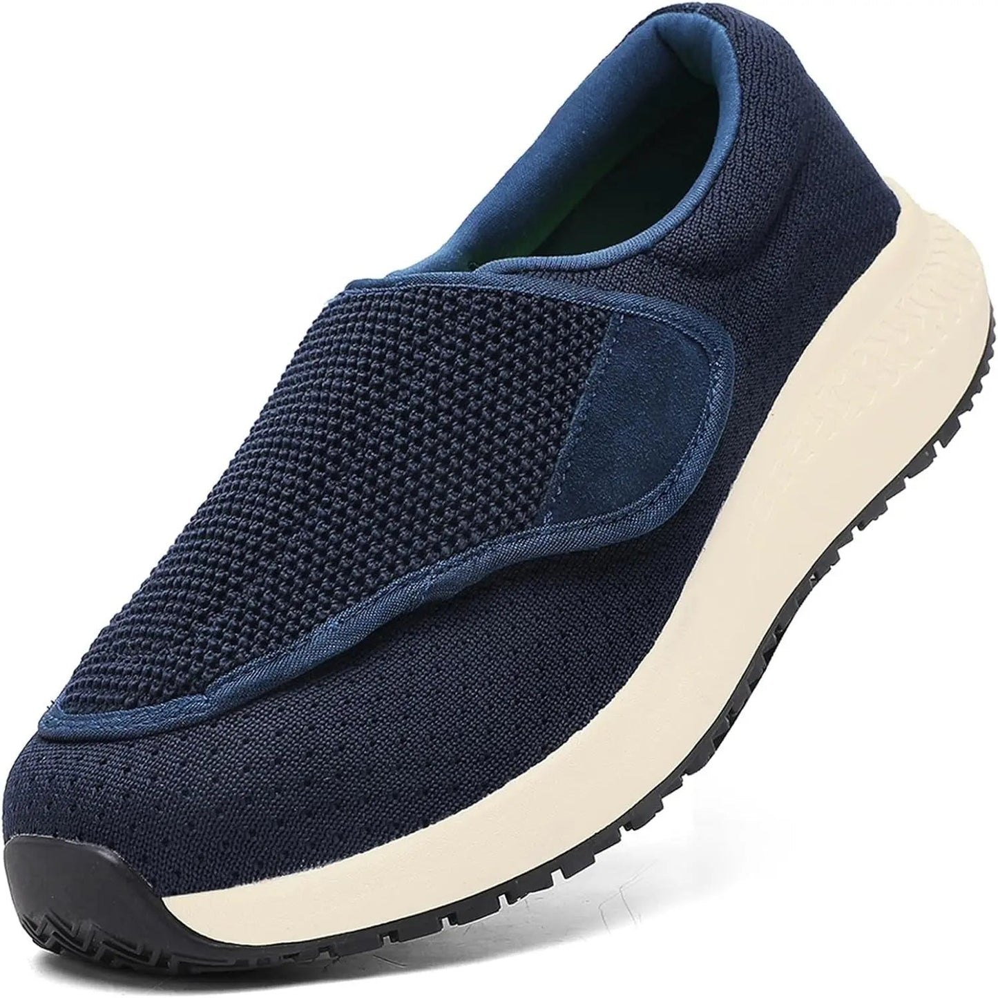 Men's black diabetic extra-wide orthopedic shoes with adjustable stretchable fit for swollen feet