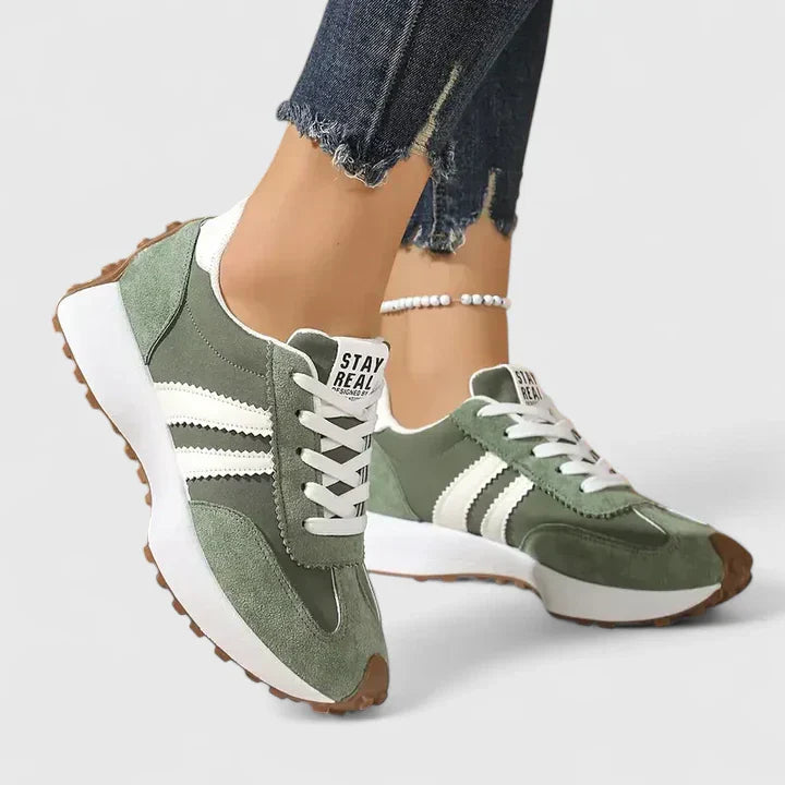 Women's casual anti-slip sneakers in neutral tones, flexible PU upper with non-slip rubber outsole