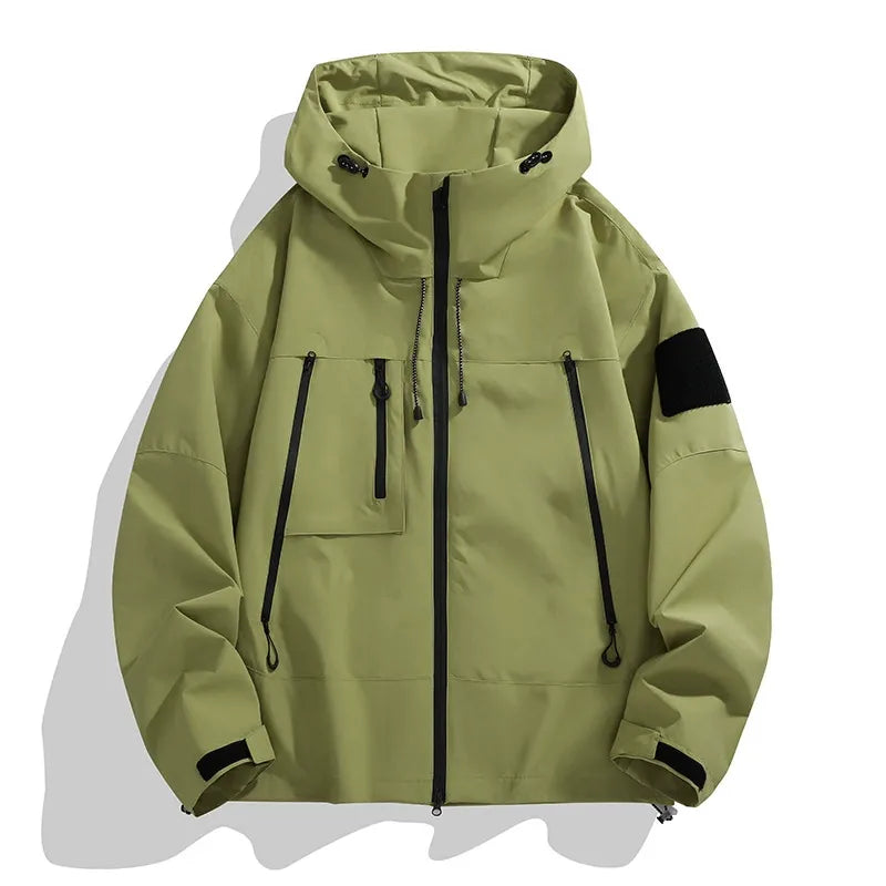Men's relaxed-fit hooded jacket wind resistant water repellent urban commuter outerwear