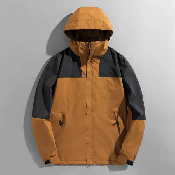Men's regular fit windproof outdoor jacket with detachable hood, water-resistant shell for active wear
