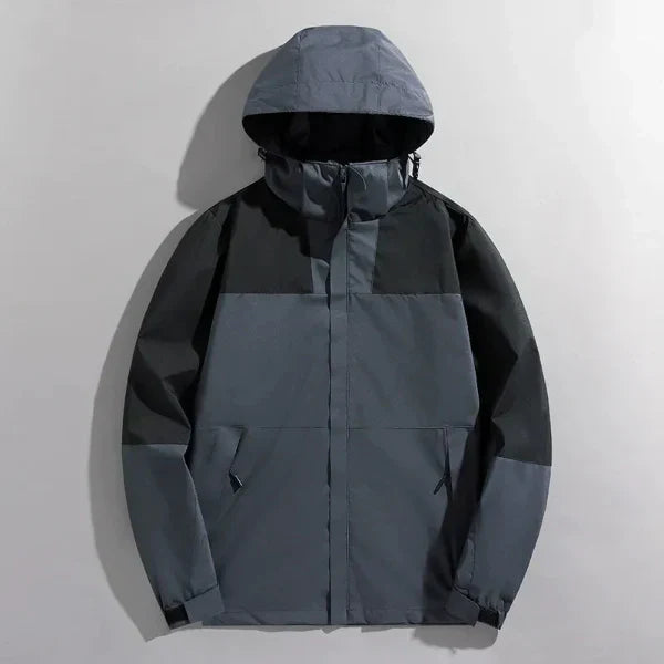 Men's regular fit outdoor jacket water-resistant windproof with detachable hood for hiking and urban wear