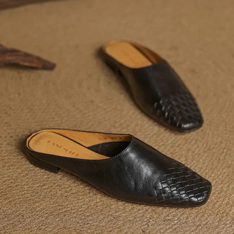 Lemaire women leather mules handcrafted slip-on minimalist design genuine smooth upper everyday comfort