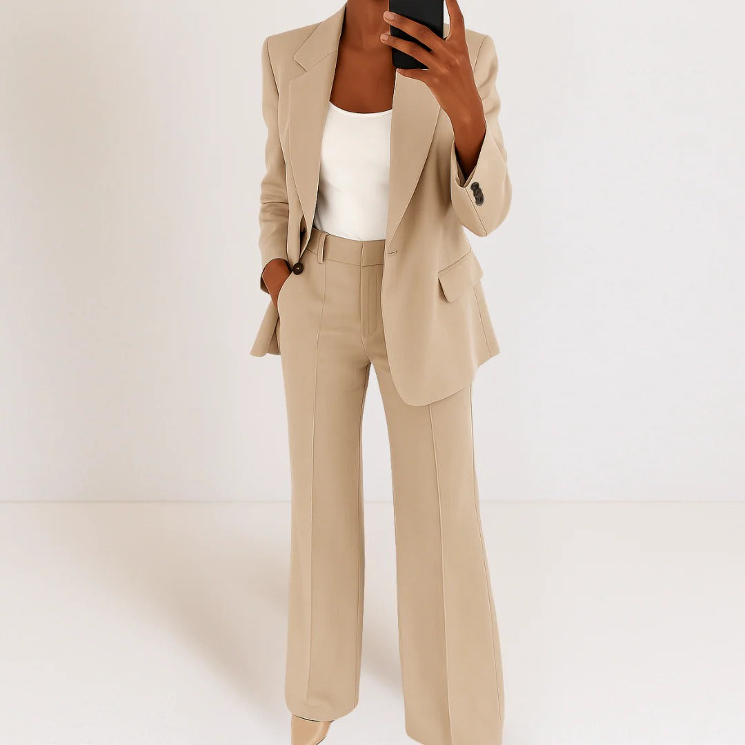 Women's black blazer and pants set polished silhouette breathable polyester fabric professional two-piece suit