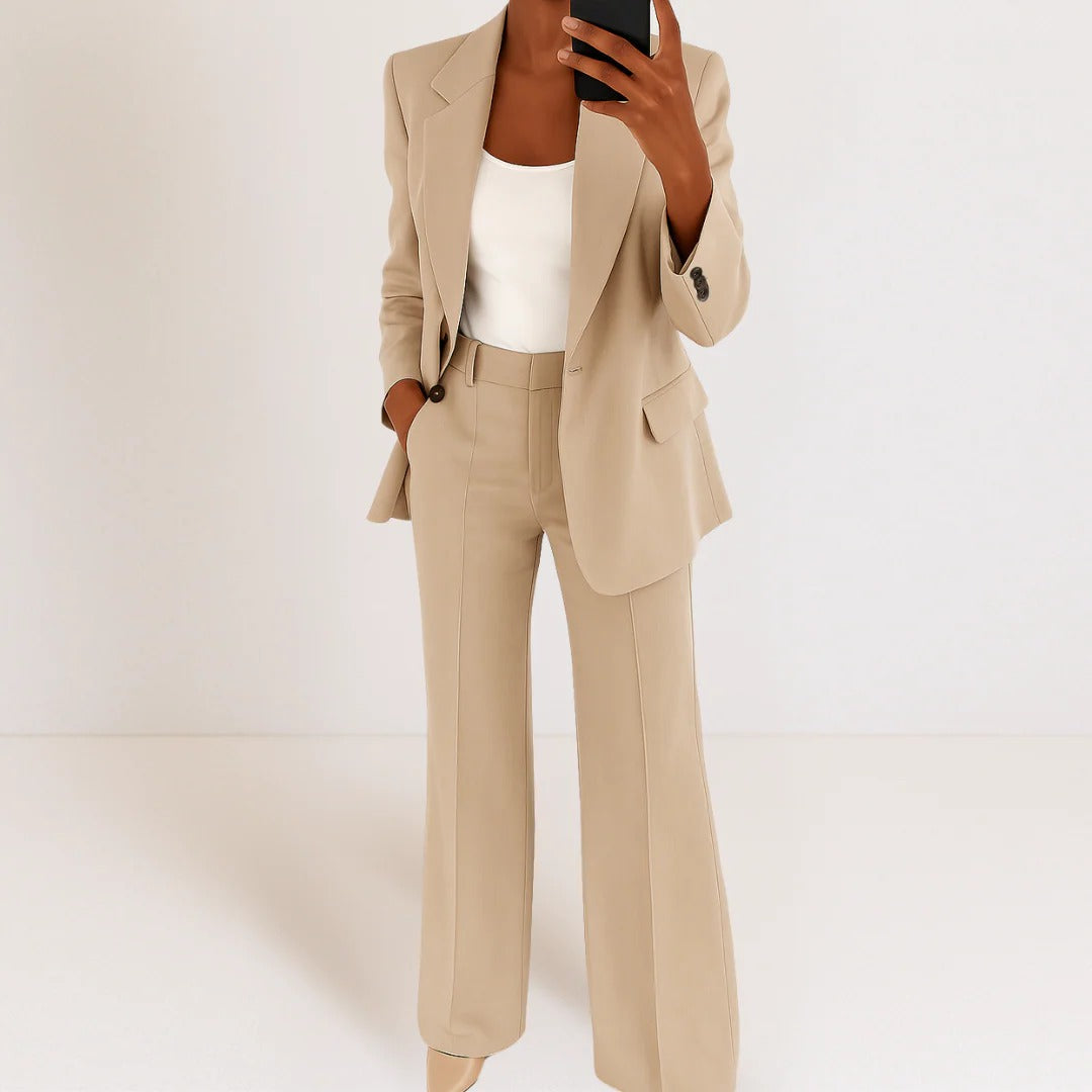 Women's black blazer and pants set polished silhouette breathable polyester fabric professional two-piece suit