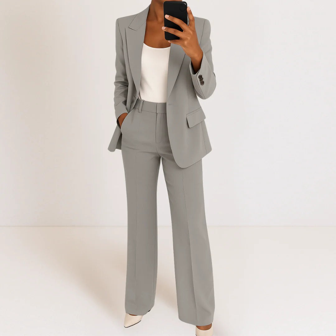 Women's black blazer and pants set polished silhouette breathable fabric professional two-piece suit