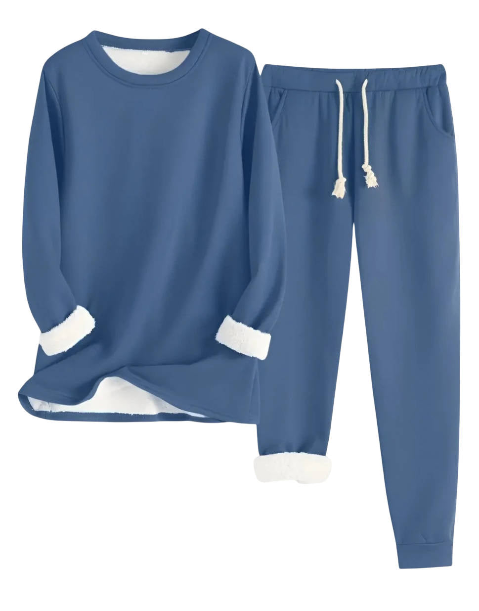 Women's fleece lined sweatsuit set cozy two-piece relaxed fit with soft brushed fuzzy lining