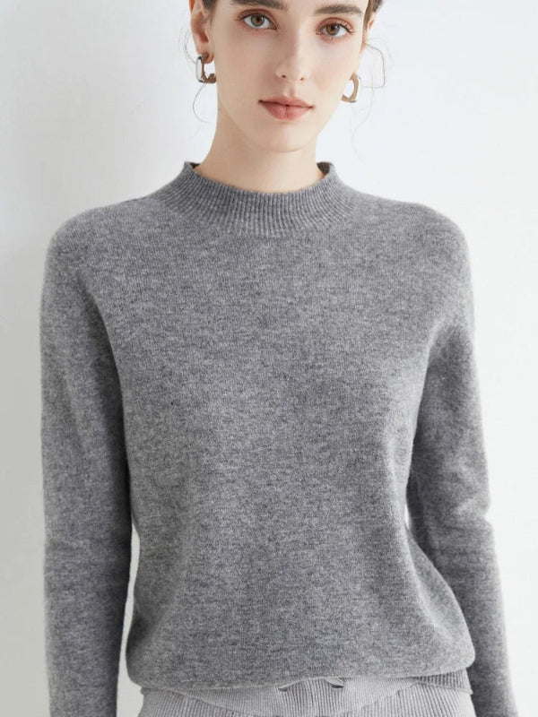 Women's wool blend pullover sweater, regular fit, long sleeve ribbed crew neck, cozy knit style