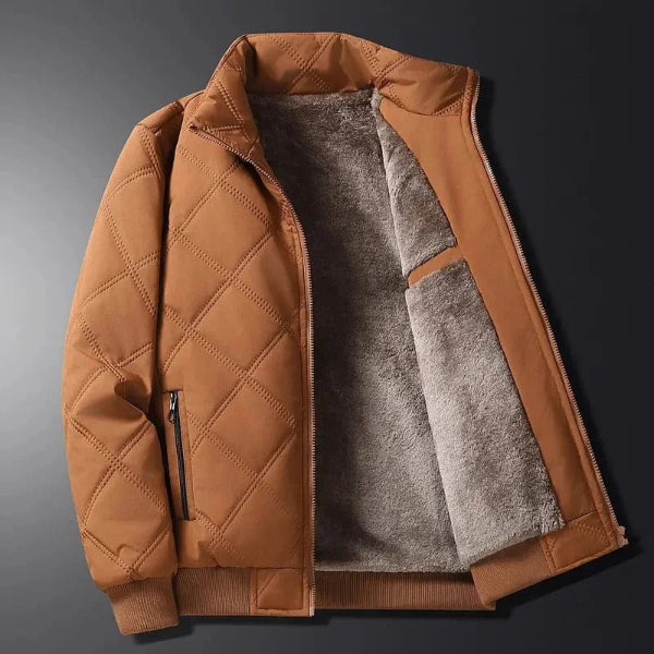 Men's padded hip-length jacket with fleece lining, wind-resistant regular fit for everyday warmth