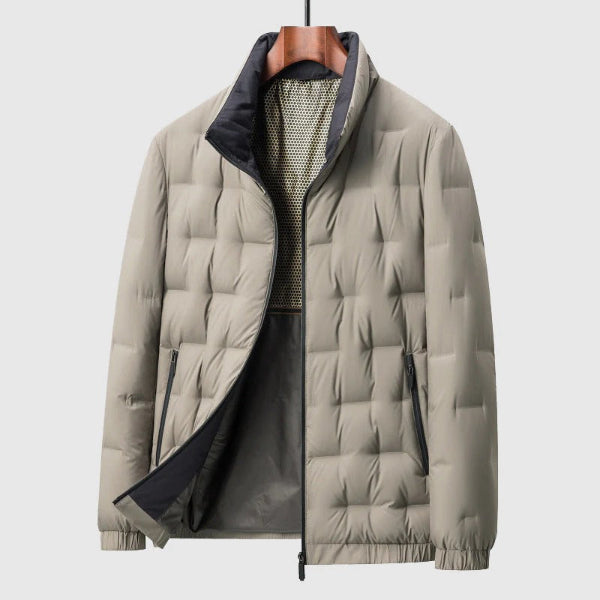 Men's lightweight quilted jacket regular fit high collar zipper closure transitional season outerwear