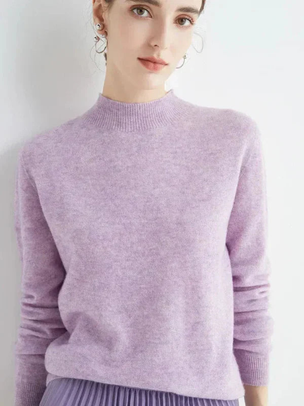 Women's wool blend knit sweater regular fit long sleeve ribbed round neck cozy essential
