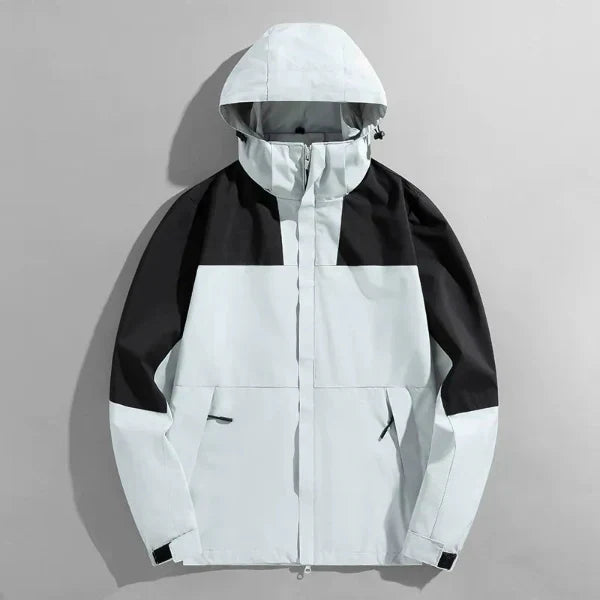 Men's regular fit outdoor jacket water-resistant windproof with detachable hood for active adventures