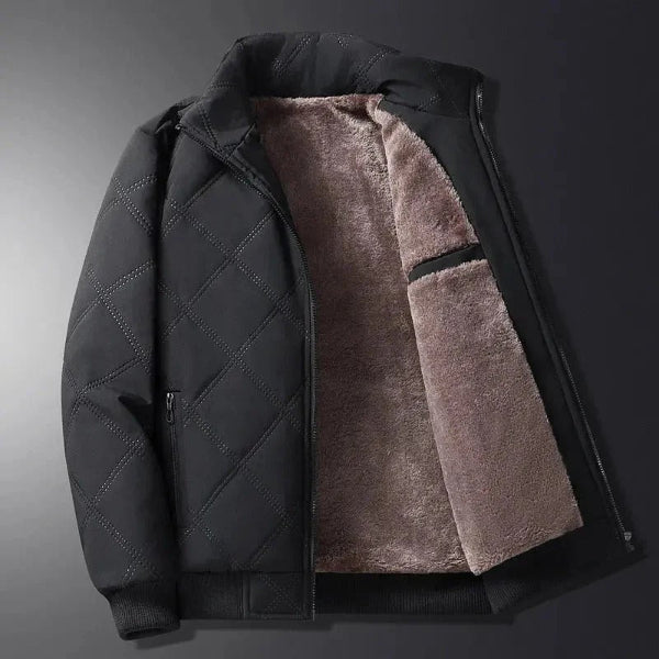Men's padded hip-length jacket with fleece lining, wind-resistant regular fit for everyday comfort