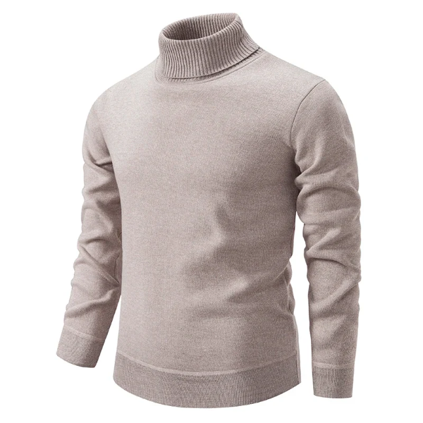 Men's slim fit turtleneck sweater in breathable cotton with ribbed edges for modern everyday wear