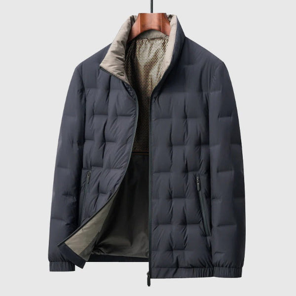 Men's lightweight quilted jacket regular fit high collar zipper closure transitional outerwear