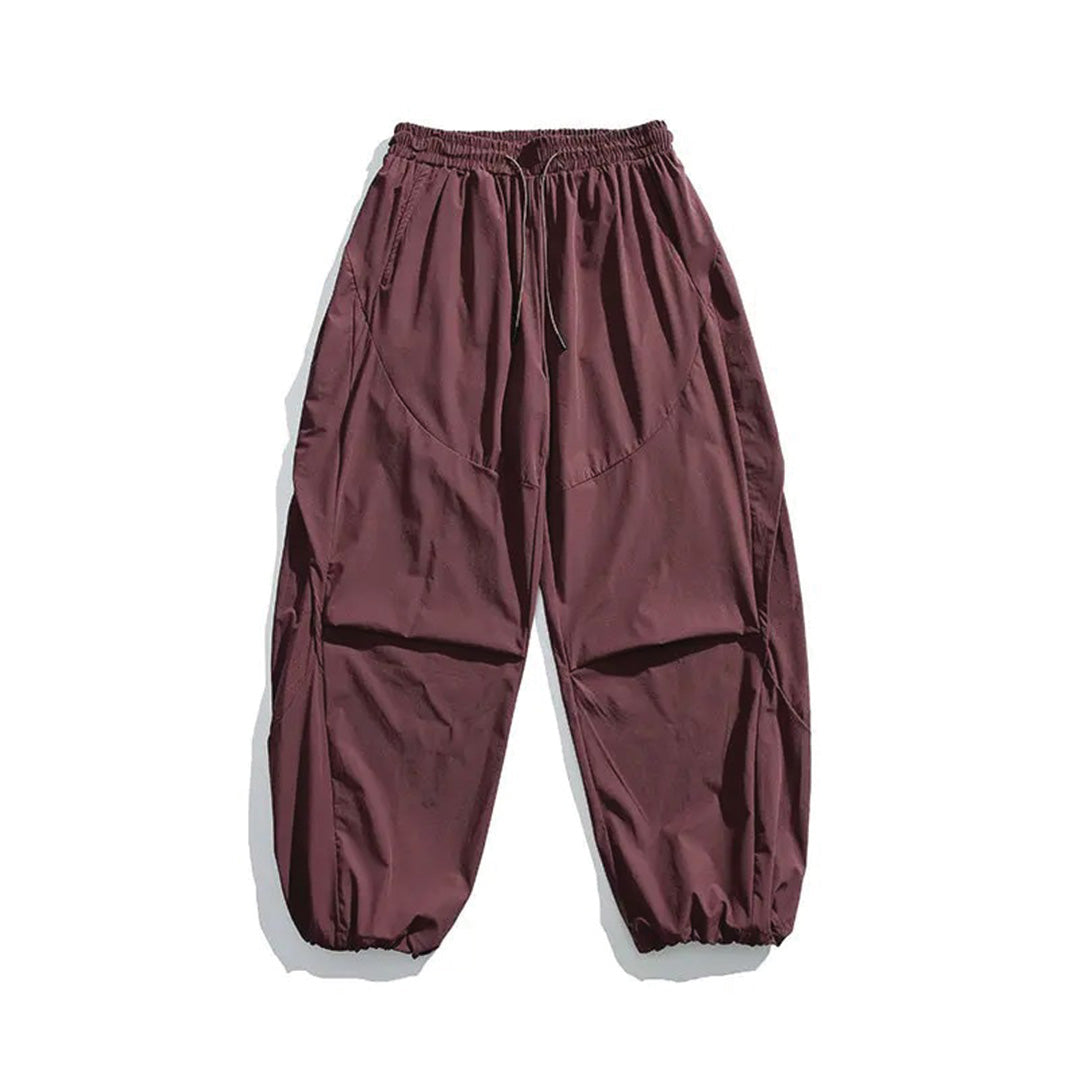 Wide-leg cargo pants cotton nylon blend multi-pocket elastic waist urban explorer street style