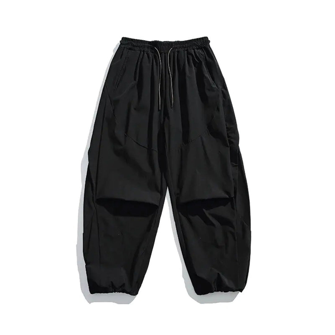 Wide-leg cargo pants cotton nylon blend multi-pocket elastic waist urban explorer street style