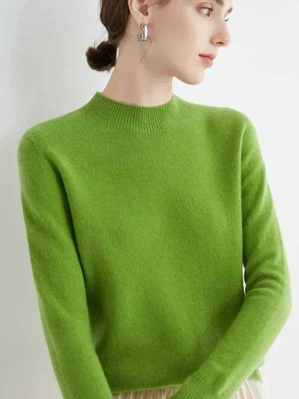 Women's wool blend knit sweater regular fit long sleeve ribbed round neck cozy essential