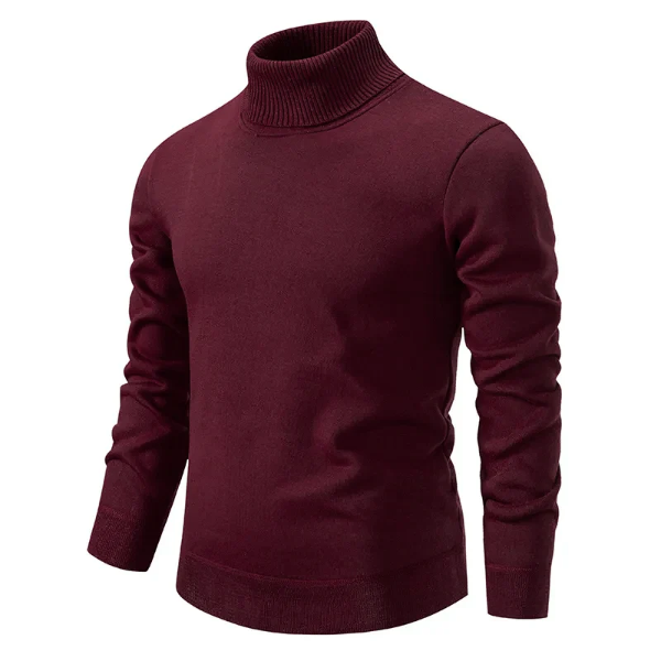 Men's slim fit turtleneck sweater breathable cotton ribbed edge modern silhouette everyday wear