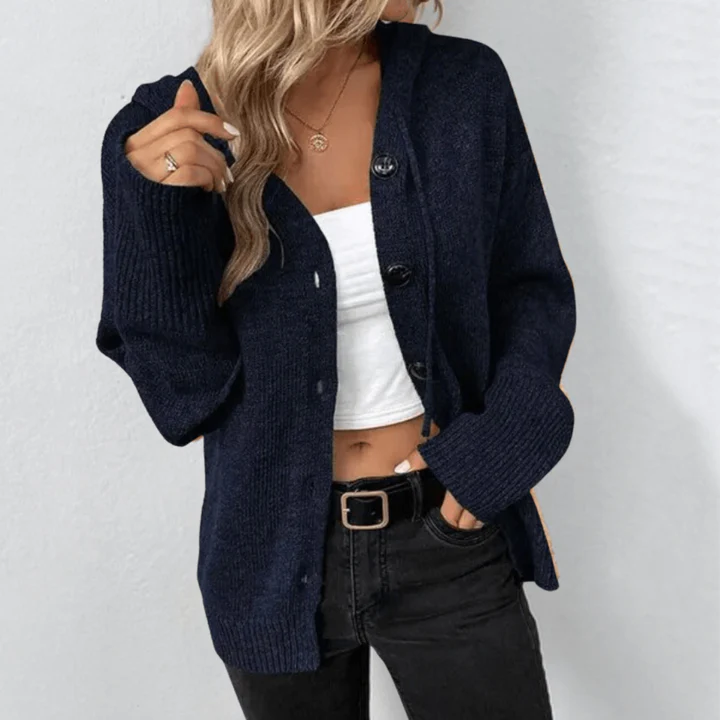 Women's relaxed fit wool knit cardigan button-front cozy layering essential for everyday wear