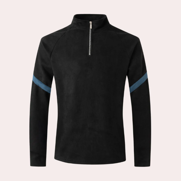 Men's relaxed fit pullover high collar short zipper striped sleeves modern urban style