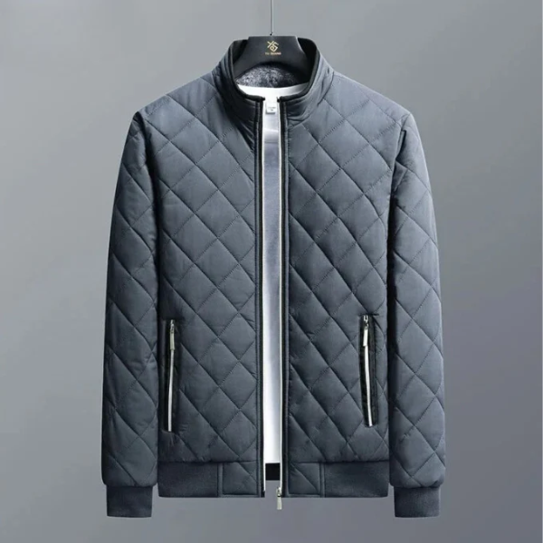 Men's quilted jacket regular fit zip closure ribbed cuffs warm modern outerwear