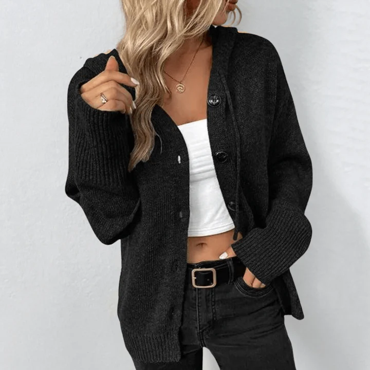 Women's relaxed fit wool knit cardigan button-front cozy layering essential for everyday wear