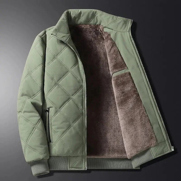 Men's padded hip-length jacket with fleece lining, wind-resistant regular fit for everyday warmth