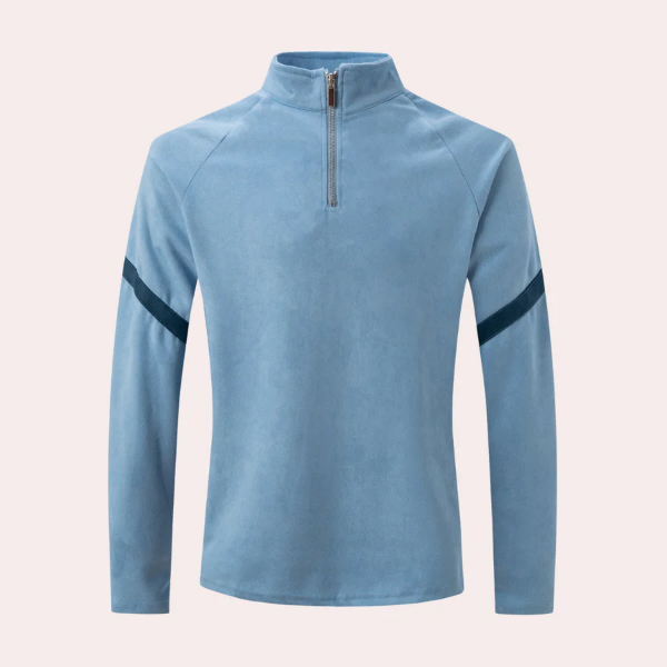 Men's relaxed fit pullover high collar short zipper striped sleeves modern urban style