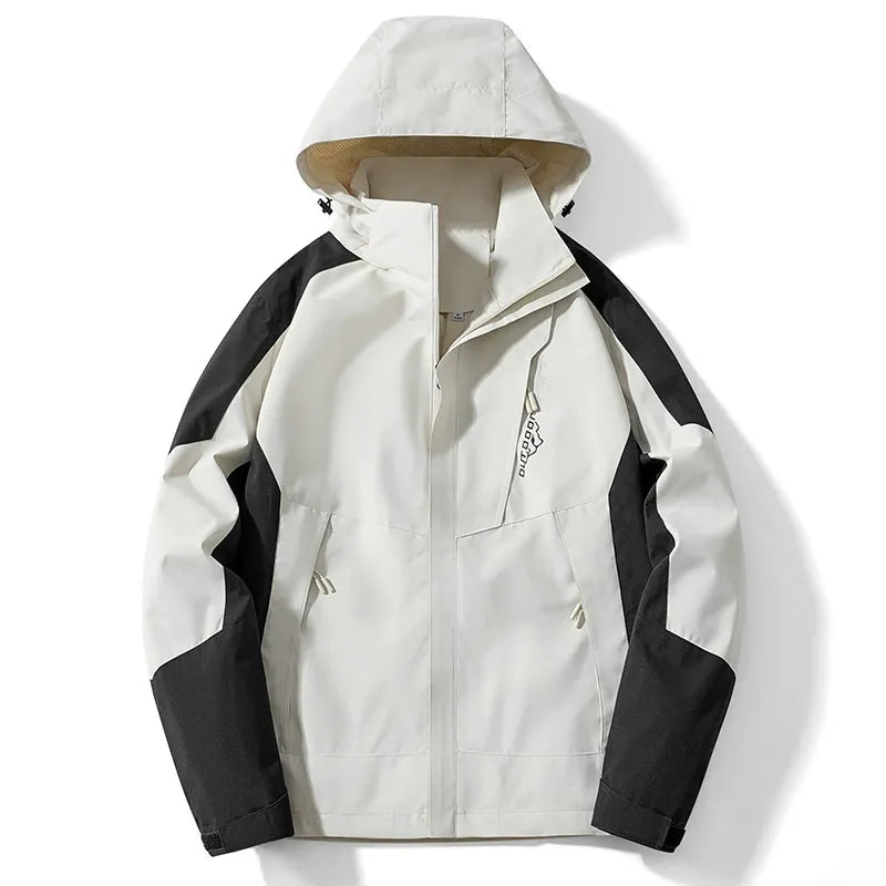 Men's water-resistant outdoor jacket with adjustable hood, regular fit, versatile trail-to-town style