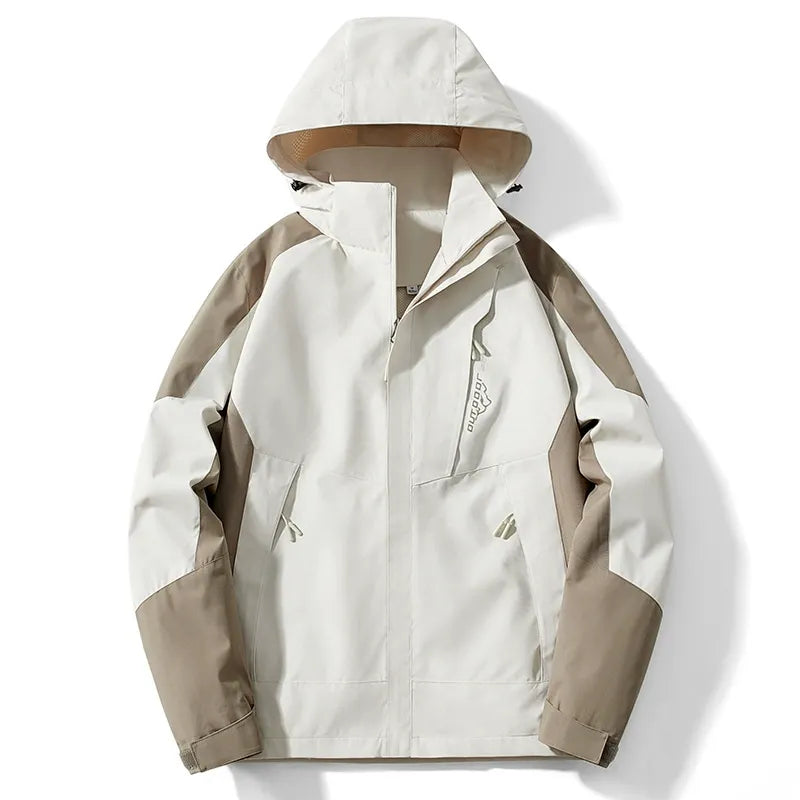 Men's water-resistant outdoor jacket with adjustable hood, regular fit, versatile trail-to-town style
