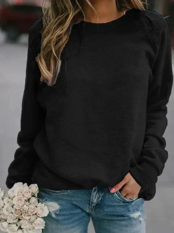 Women's soft knit pullover sweater relaxed fit long sleeve round neck cozy warm everyday style